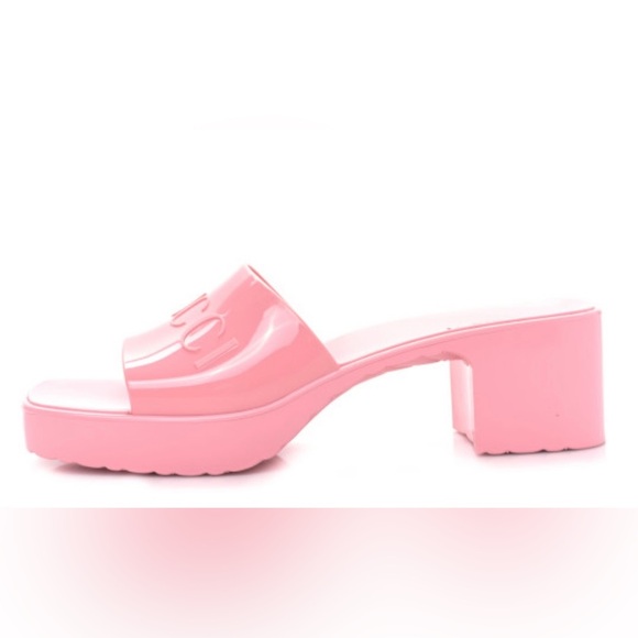 Rubber Gucci Womens Platform Sandals size: 40 EU/ 9.5 US in color: ‘Wild Rose’ - Picture 2 of 9